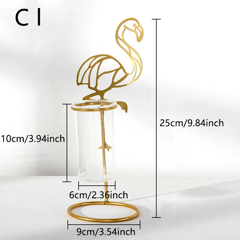Скандинавский Фламинго ваза прозрачная стеклянная пробирка гидропонная ваза гостиная Цветочная композиция украшение стола цветочный горшок - Цвет: C(l)