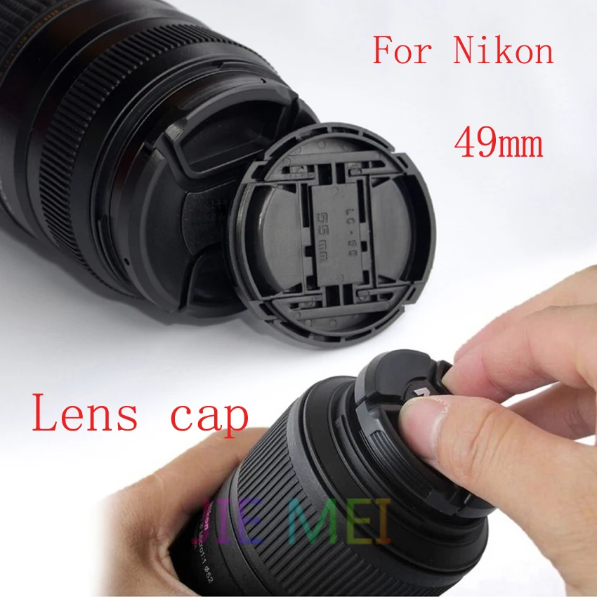 49mm camera lensdop voor nikon d5100 deksel logo d5200 d3200 d3100 voor alle 49 mm lenslens cap
