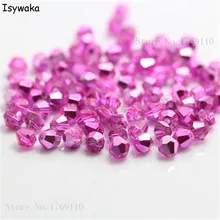 Isywaka розовый цвет 100 шт 4 мм двухконусные Австрийские хрустальные бусины Подвески, стеклянные бусины Свободные разделительные бусины для изготовления ювелирных изделий своими руками