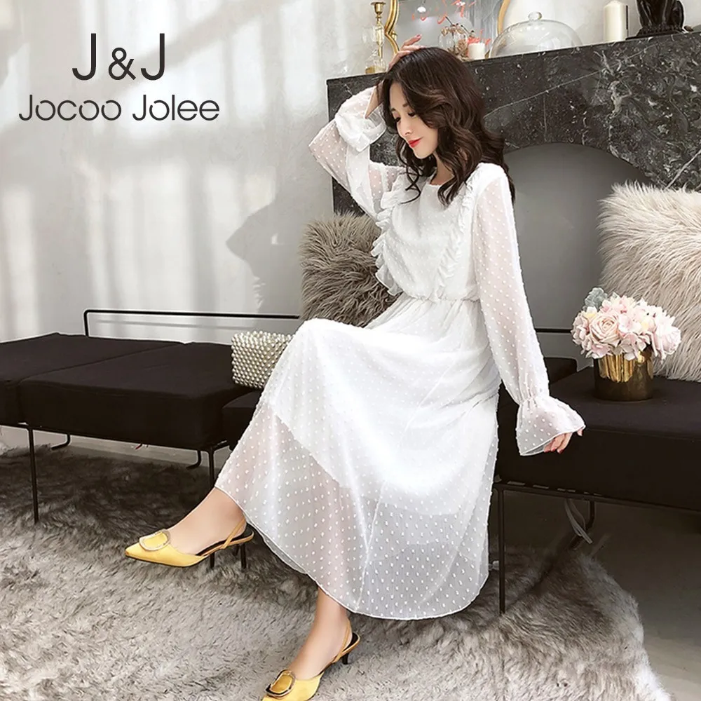 Платье Jocoo Jolee женское шифоновое в горошек Элегантное повседневное длинное