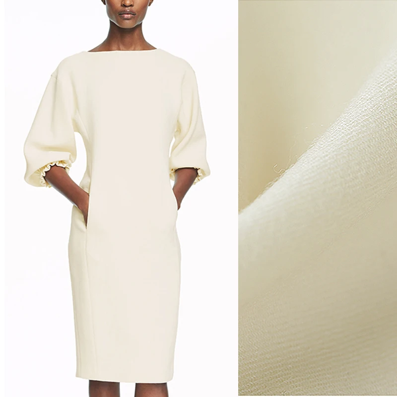 

140CM Wide 320G/M Solid Color White Wool Fabric for Autumn and Spring Suit Dress Coat Jacket DE957