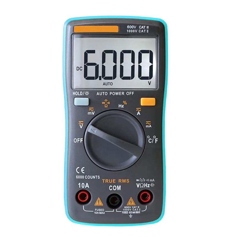 True RMS Multimeter Digital AC DC Voltmeter Ammeter Thermometer Ohm