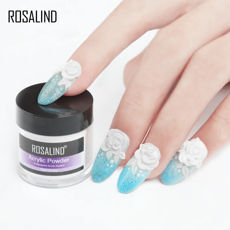 Акриловый порошок ROSALIND прозрачный для маникюра 10 г розовый белый