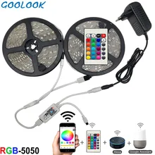 5 м 10 м 15 м WiFi Светодиодная лента RGB Водонепроницаемая SMD 5050 2835 12 В 12 в rgb Диодная гибкая лента WiFi конторлер+ адаптер штекер