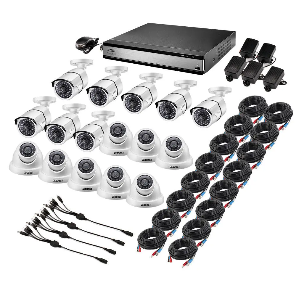  ZOSI 1080p 16CH Video Surveillance System with 16pcs 2.0MP Night Vision Outdoor/Indoor Home Securit - 32902674497
