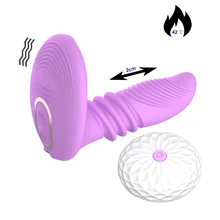 Telescopic Heating G spot Dildo Vibrator Female Clitoris Stimulator Stretch Wearable Vibrator Remote Control Sex Toys For Woman