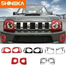 SHINEKA-pegatinas de luz antiniebla delantera para coche Suzuki Jimny, pegatina de cubierta de protección para faro delantero de automóvil, ABS, 2007-2017
