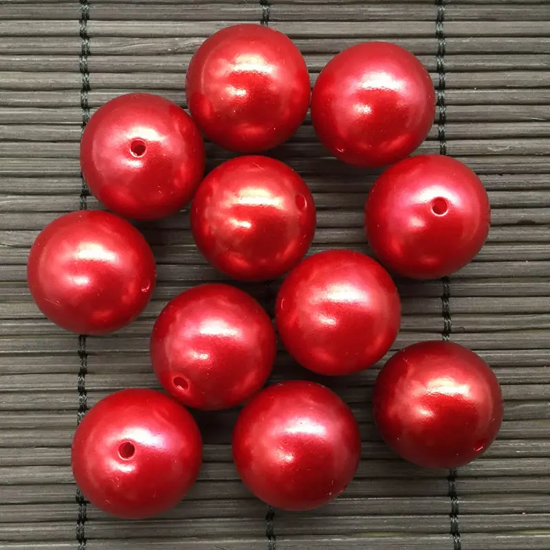 

10 PCS/lot of 20 mm round red imitation pearl double hole DIY accessories