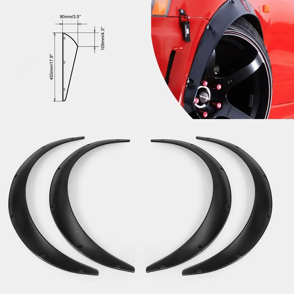 

None 4pcs Universal PU 90mm Fender Flares JDM Over Wide Body Wheel Arches