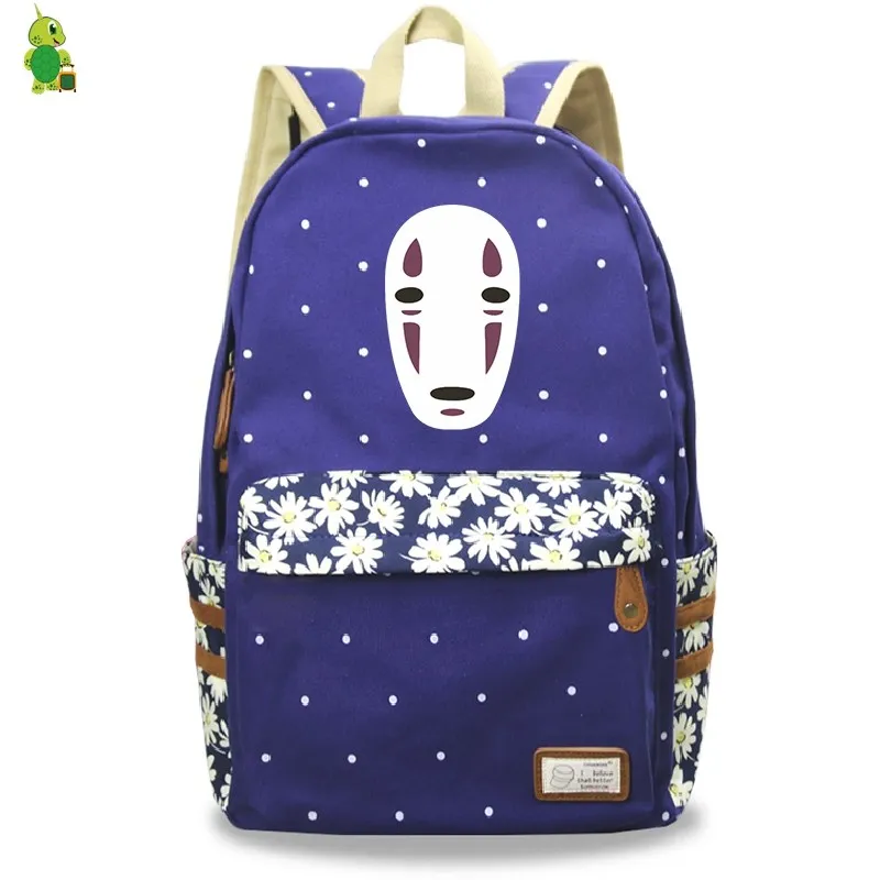 

Ghibli Spirited Away Backpack No Face Man School Bags for Teenage Girl Flower Wave Point Laptop Backpack Leisure Travel Rucksack