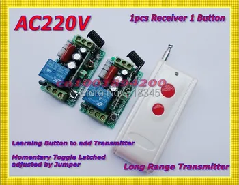 

220V 1Way Wireless Switch for Light Lamp LED SMD ON OFF Wireless Receiver&Transmitter 10A Momenrary Toggle Latched