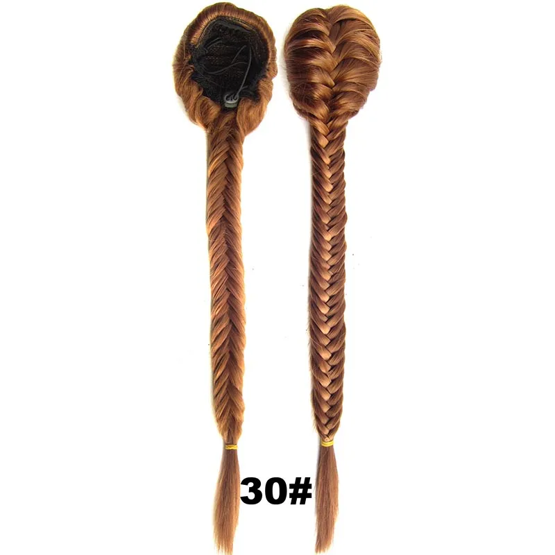 Delice 2" длинный Плетеный хвостики рыбий хвостик женский зажим в прямой конский хвост с эластичным шнурком веревка синтетические волосы - Цвет: #30