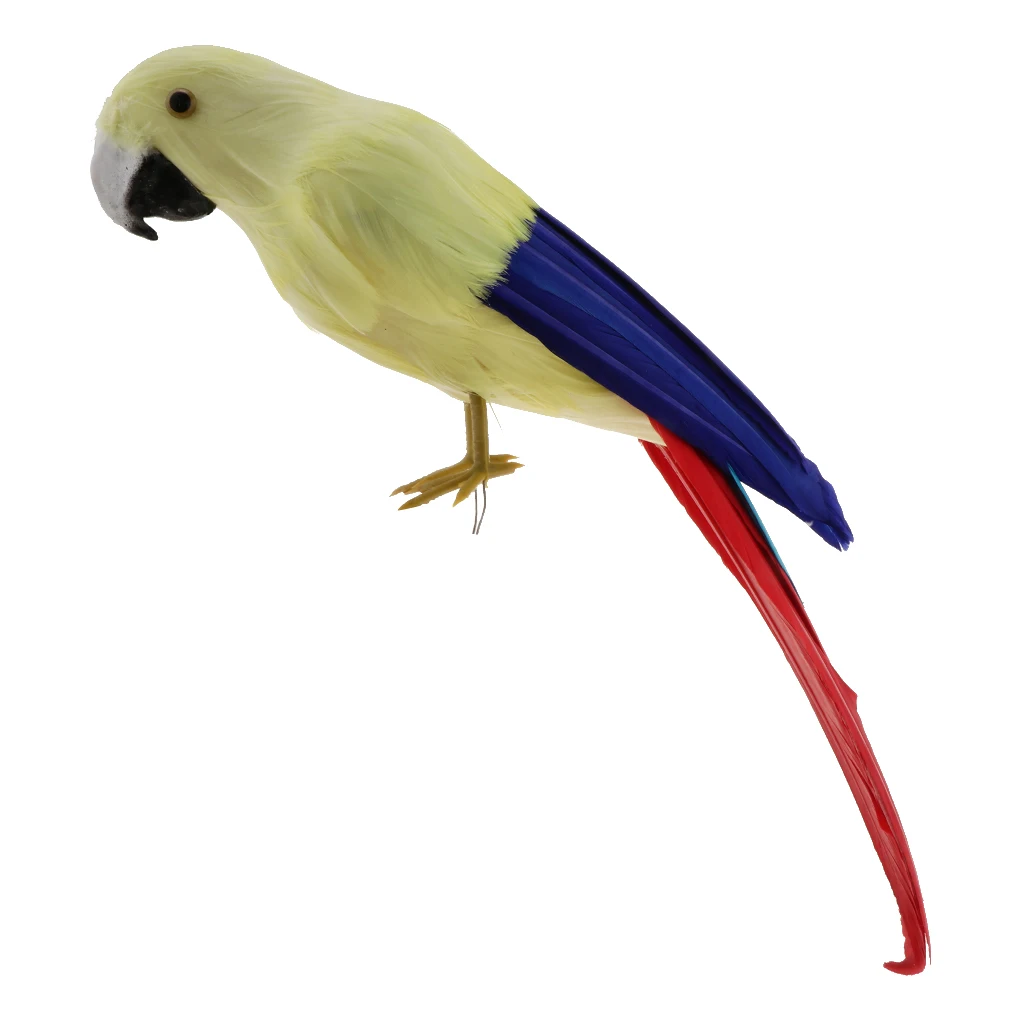 Simulation Parrot Model Artificial Feather Bird Animal Figurine Home Garden Sculptures Yard Law Ornament Decor Fancy Dress Party