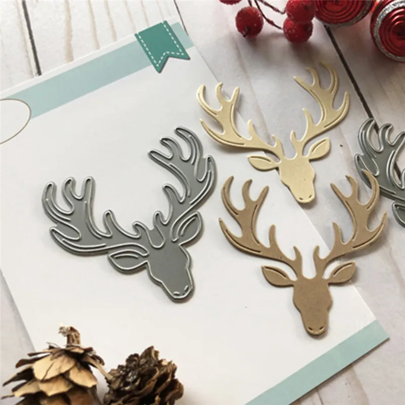 

GJCrafts Reindeer Head Metal Cutting Die for Craft Dies Scrapbooking DIY Album Paper Embossing Die Cut New Dies for 2019 Decor