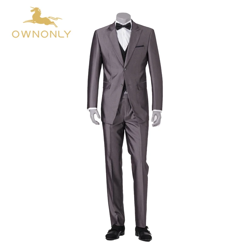 OWNONLY(Jackets+Pants) 2017 Brand Mens Suits Slim Fit Grey Luxury Male Blazer Wedding Suit For Groom Tuxedo Business | - Цена: 
