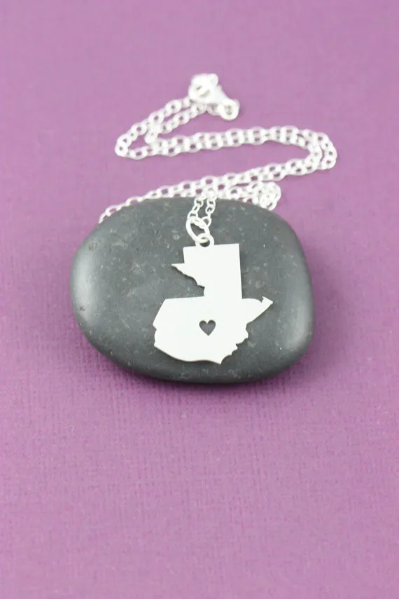 SALE - Guatemala Necklace - Guatemala Jewelry - Country of Guatemala - Hometown - Exchange Student - Central America - Freshman Gift