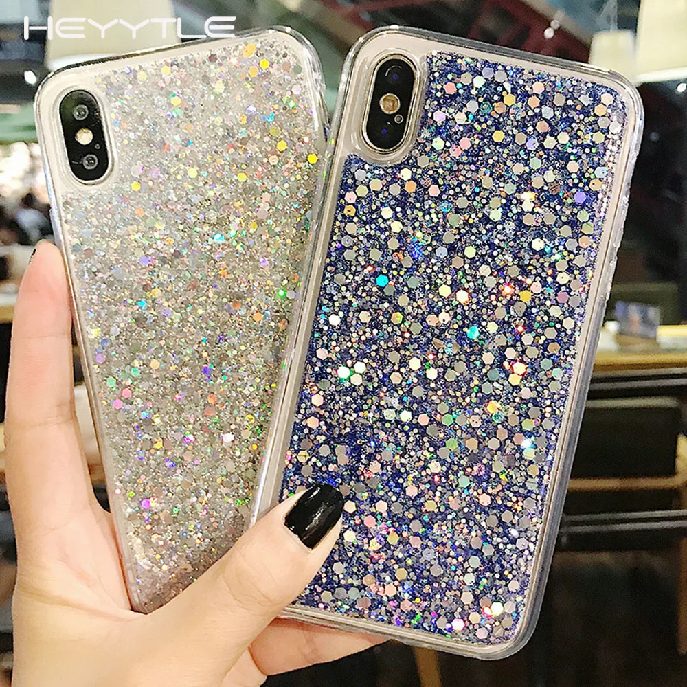Heyytle Блестящий блестящий чехол для телефона iPhone 7 8 6 6s Plus X XS Max XR чехлы с