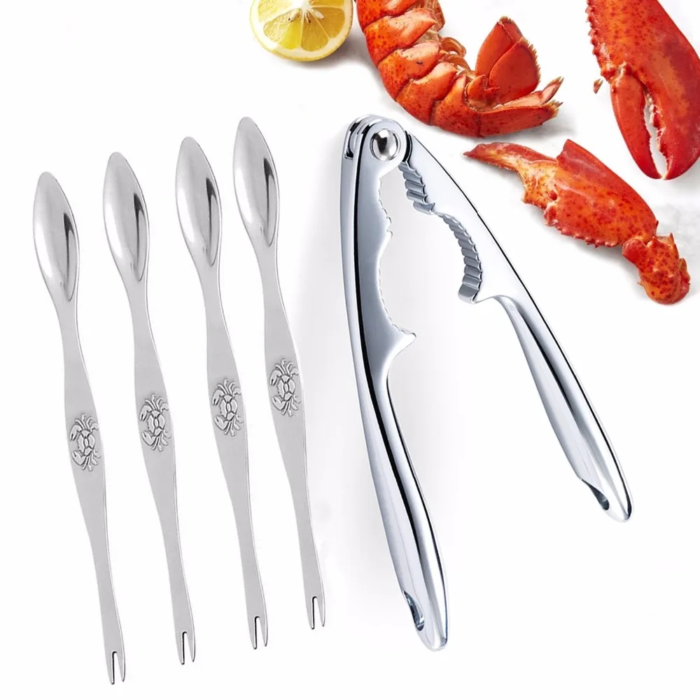 2017 New Seafood Tools Set Zinc Alloy Lobster Crab Cracker with 4