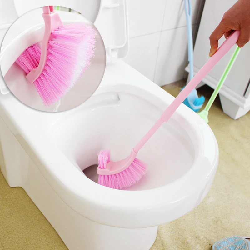 1PCS Long Handle Bathroom Toilet Bowl Scrub Plastic Double Side
