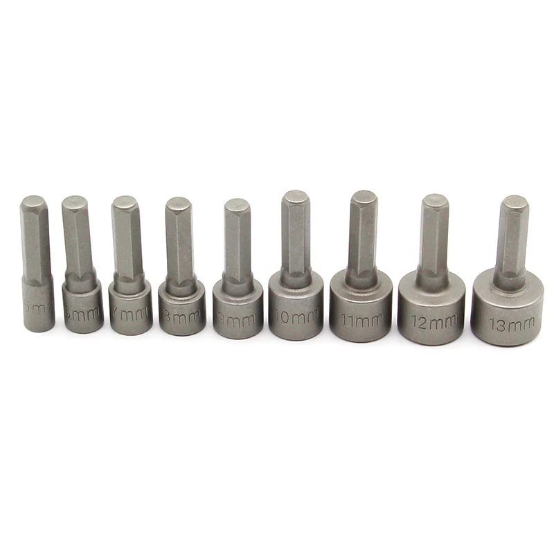 9 개/대 5mm-13mm 육각 소켓 슬리브 노즐 마그네틱 너트 드라이버 세트 드릴 비트 어댑터 육각 전동 공구