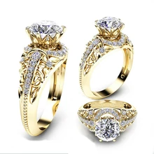 Роскошный позолоченный Кристалл Циркон кольцо свадебный Бренд обещание на помолвку кольца для женщин женские вечерние Ювелирные изделия Подарки