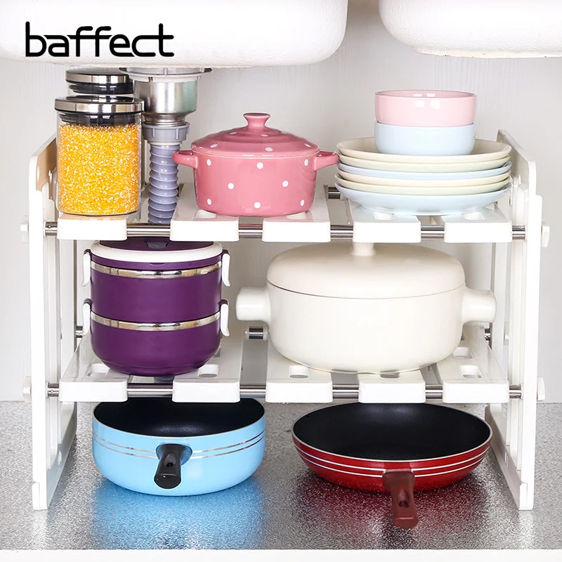 

Baffect Multi-functional Microwave Oven Shelf Rack Sin rack Adjustable Standing Type Double Kitchen Storage Holders High quality
