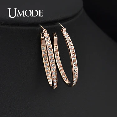 UMODE Овальные серьги кольца с покрытием из розового золота 18к украшенное