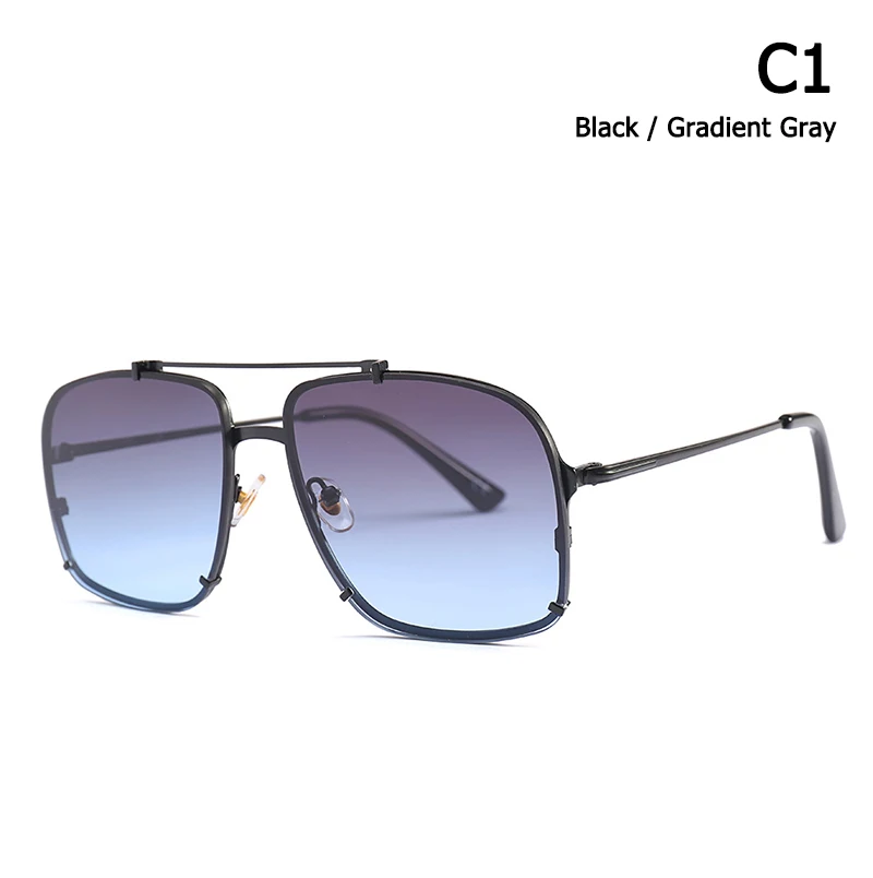 JackJad модные современные Мужские квадратные авиационные стильные солнцезащитные очки, крутые металлические шипы, фирменный дизайн, солнцезащитные очки Oculos De Sol 25027 - Цвет линз: C1