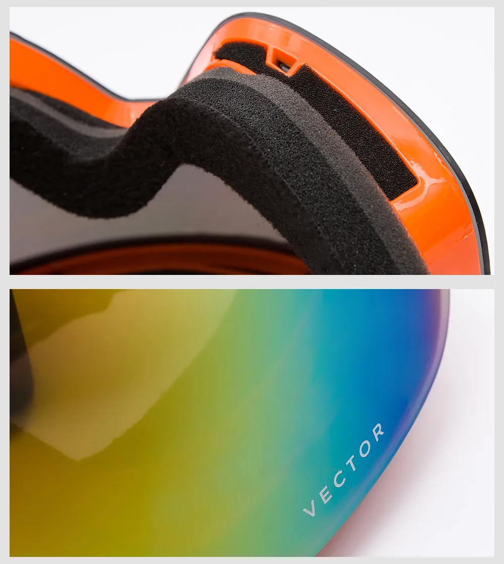 Векторные брендовые лыжные очки для мужчин и женщин с двойными линзами UV400, противотуманные очки для сноуборда, лыжного спорта, большие маски, снежные очки