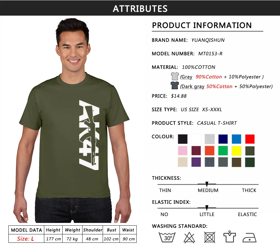 Boutique Men Tops Tees Summer Fashion New AK47 Printed T Shirt Short Sleeve Men AK 47 Rifle Gun Personalized T Shirts 3XL