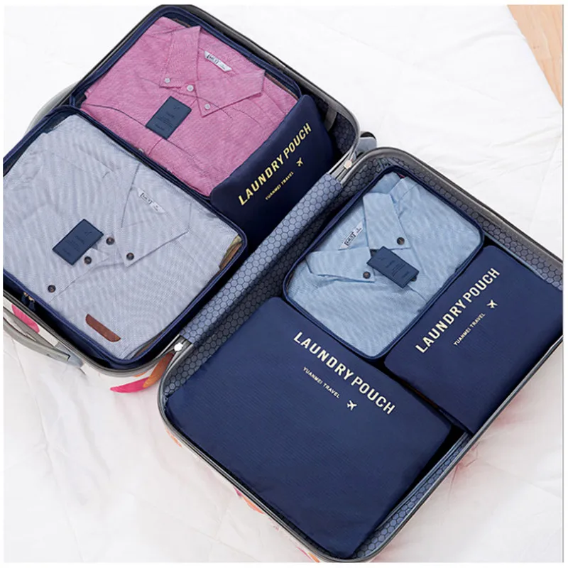 

Large Capacity Of Unisex Clothing Bag Sorting Organize Bag System Durable 6 Pieces One Set Travel Bag Oxford Packing Cube Bag