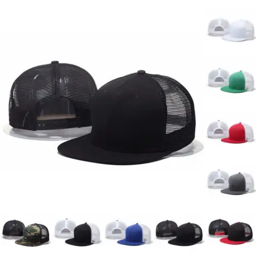

Adjustable Snapback Trucker Baseball Cap Hat Men Unisex Mesh Visor Flat Hat UK