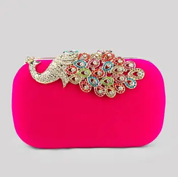 

Women fashion peacock evening bag girl party purse women Day clucth bag lady Casual Clutch Flock material purse