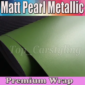 

Matte Green Metallic Vinyl Wrap For Car Wrap sheets Film With Air Release Green Matt Pearl metallic cast Foil 1.52x20m/Roll