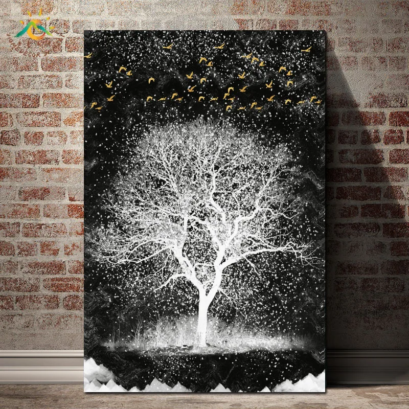 

Poster Black and White Abstract Tre Wall Art Canvas Painting Posters and Prints Decorative Picture Wall Pictures Decoration Home