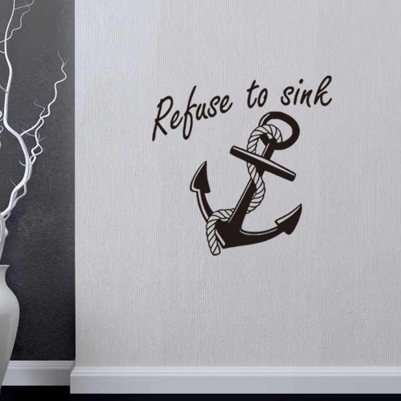 Nautical Quotes Wall Stickers Anchor Home Decorative Vinyl Wall Decals