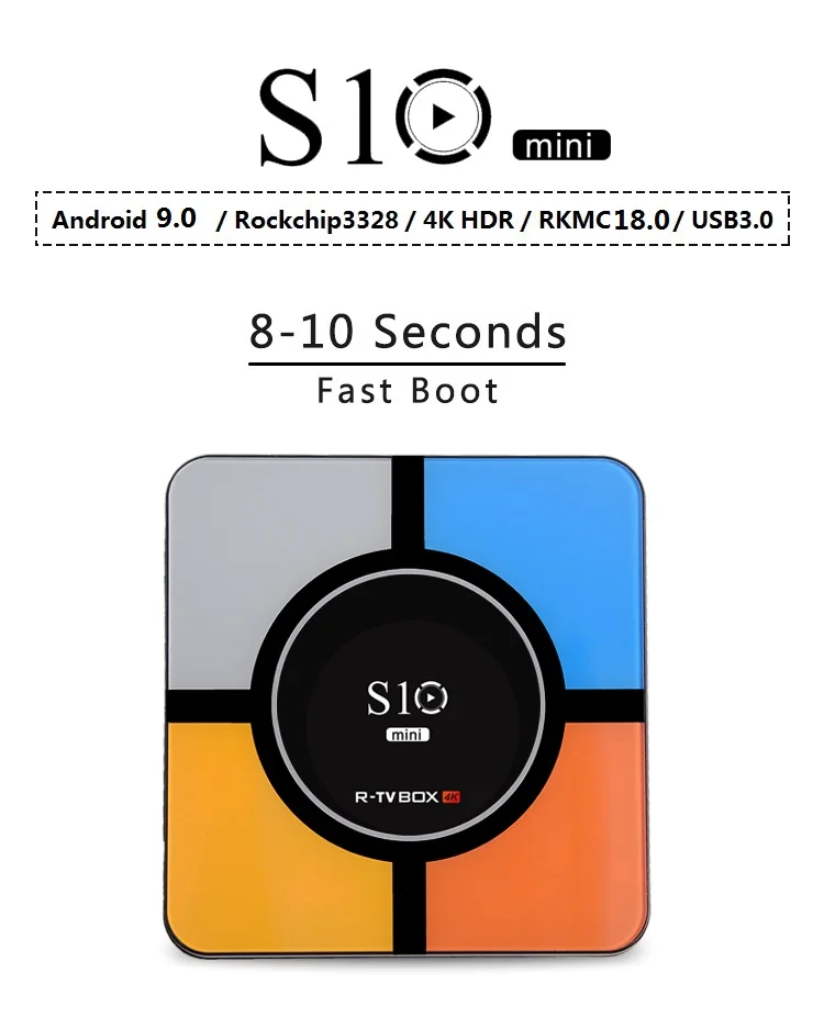 ТВ приставка S10 мини Android 9,0 wifi USB 3,0 медиаплеер 2,4G пульт дистанционного управления 4 Гб ram 32 ГБ/64 Гб rom 3D 4K HDR H.265