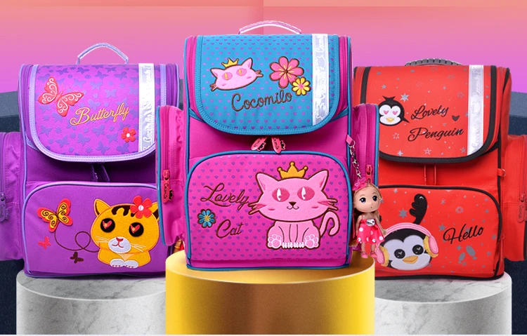 Ортопедические школьные рюкзаки для девочек 3D мультфильм детей школьные рюкзаки для девушек 2019 дети подвертываемым сумки для начальной