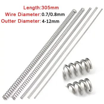 

3Pcs 304 Stainless Steel Long Spring Y-type Compression Spring Wire Dia 0.7mm/0.8mm Outer Dia 4-12mm Length 305mm