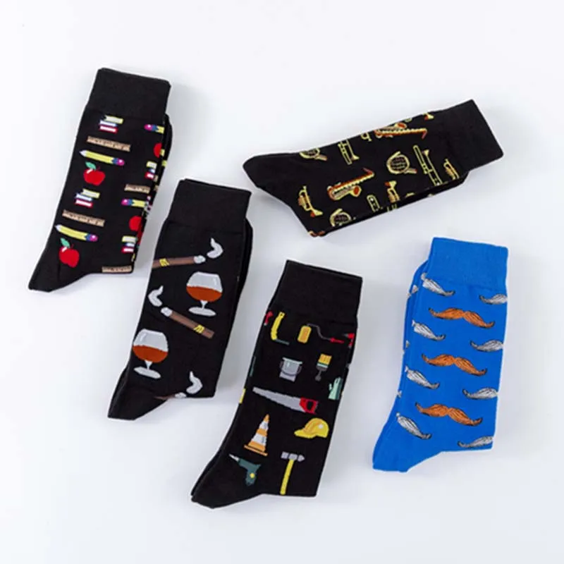 [WPLOIKJD] 1 пара новых забавных мужских носков в японском стиле, уличная одежда из чесаного хлопка с разноцветными рисунками, милые кавайные носки для мальчиков, подарок