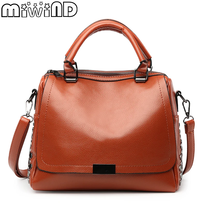 

Women's handBags Shoulder Bags For Female High Quality Leather PU Vintage Fashion Rivet Bags For Daily MIWIND 2019 New Arrival