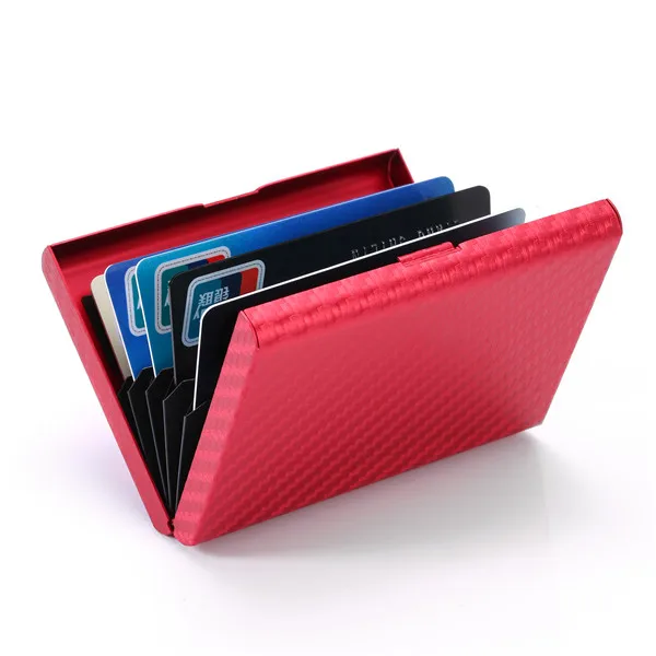 BISI GORO бумажник из углеродного волокна, металлические Пластиковые Держатели для карт, дорожный кошелек, держатель для паспорта, органайзер для мужчин и женщин - Цвет: KM-A Red