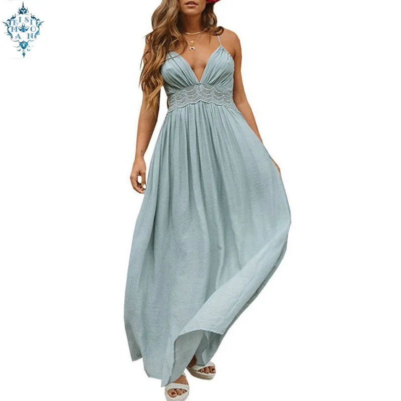 

Ameision Elegant Long Evening Dresses 2019 Sexy splice Evening Gown V-Neck Flimsy Chiffon Lace Sashes Backless Women Party Dress