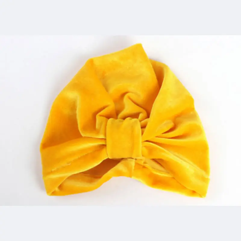 Сладкий сплошной для маленьких девочек шляпа с бантом Карамельный Цвет Детские Тюрбан Кепки для девочек эластичные детские аксессуары 1 предмет - Цвет: Цвет: желтый