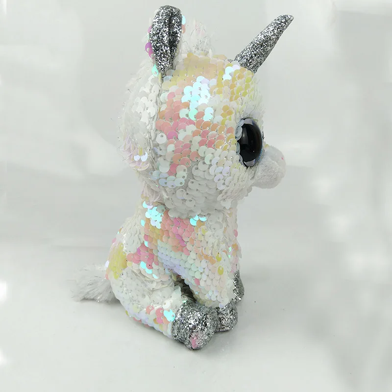 TY Beanie Boos 15cm white sequin Unicorn Dog Owl Danger Alpaca Dragon Plush Toys Big Eyes Eyed Stuffed Animal Soft Toy Kids Gift
