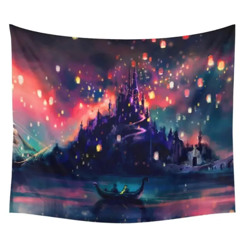 

Psychedelic Forest Trees and Stars Starry Sky Fabric Wall Hanging Tapestry Decor Polyester Curtains Plus Long Table Cover