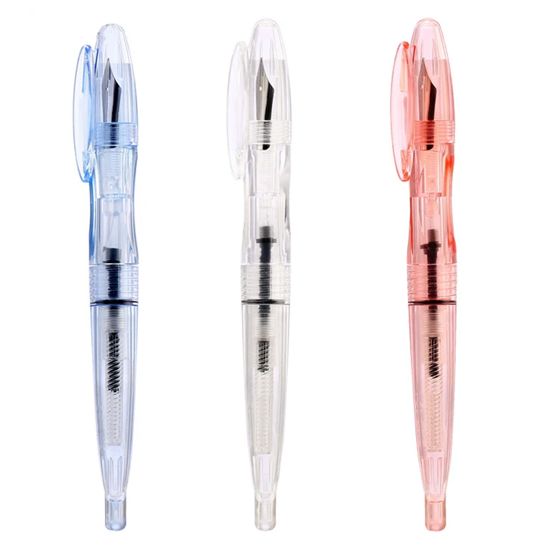 

Vintage Transparent Kawaii Cute Piston Fountain Pen Stationery Store Escritorio Student Calligraphy School Office Item Papeleria