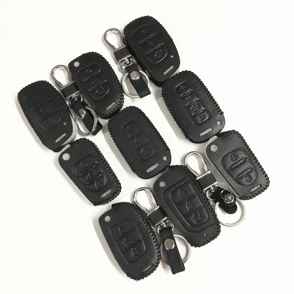 

Leather Key Case Key Fob Cover keychain For Hyundai Genesis G70 G80 G90 Equus Creta KONA Enduro Intrado NEXO PALISADE HDC-2