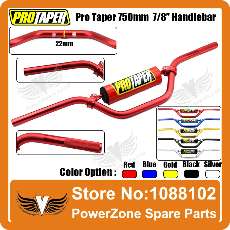 Pro Taper Bar 7075 Aluminum Alloy Length 750mm Diameter 22mm 7/8