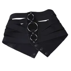 Новый черный круг украшением ультра-свободные вязание досуг затягивание пояса юбка для девочек пояс с эластичной талией украшения мода v792